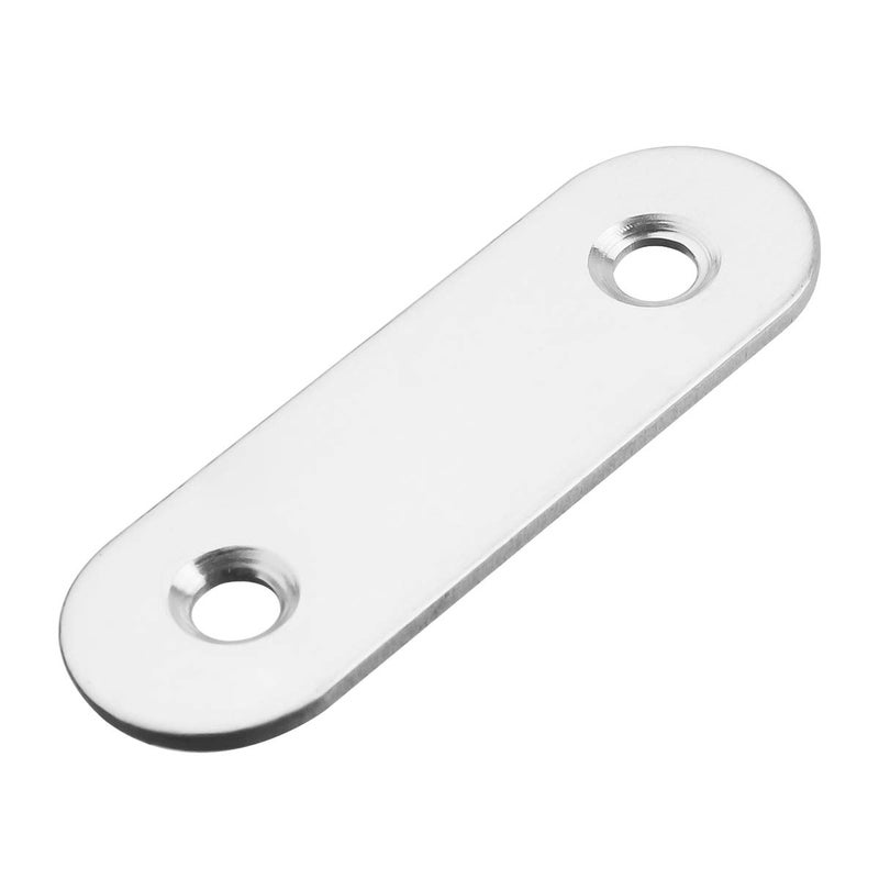 TOPPROS Pack of 50 Flat Corner Brace Plates Metal Joining Plates Connector Repair Bracket with Fixing Screws,2 inchx0.6x0.08 inch, 2 Holes,Stainless Steel, Silver Color - Image 3